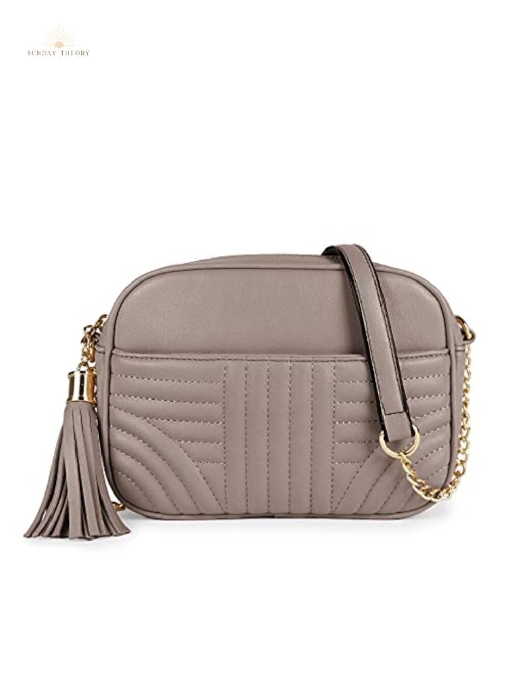 Quilted Crossbody Bag Vegan Leather Camera Bag Tassel Medium Shoulder Purse
